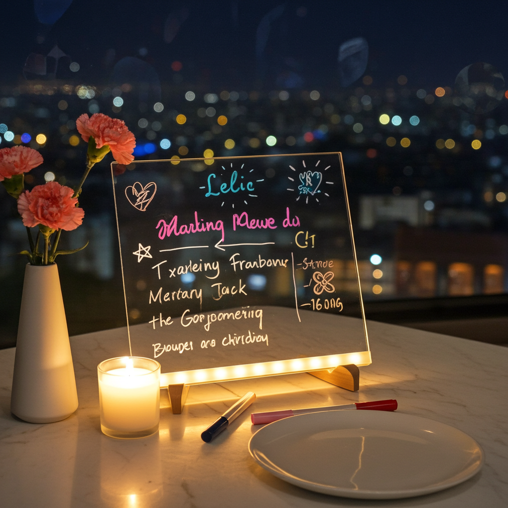 3D LED Light Glass Acrylic Writing pad